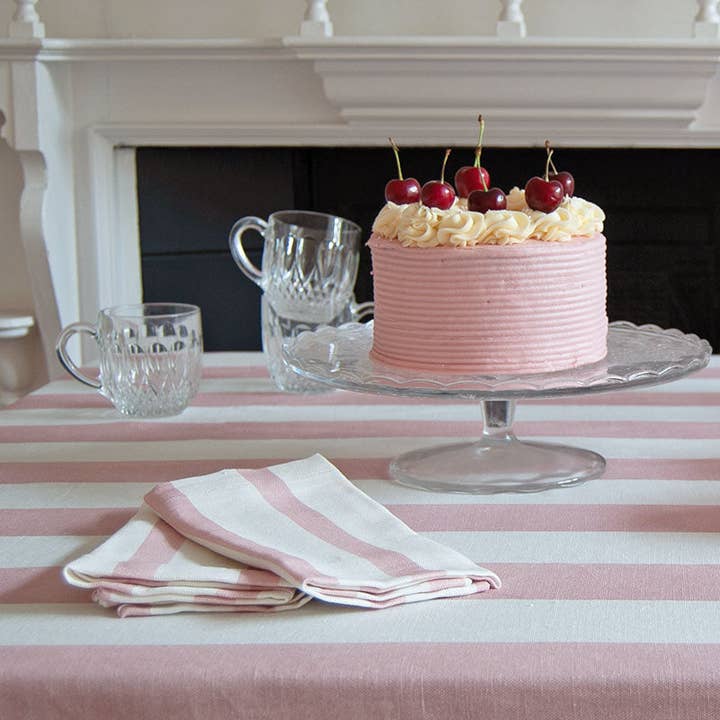 Evie and Skye Limited – wholesale Middags- och tygservett – Rosa randig linneservett: 4 set