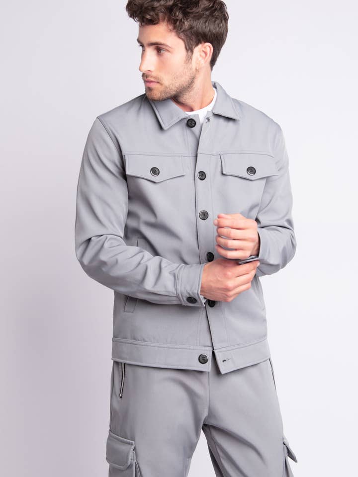 Veste Uni à Boutons Grey pour la vente par AARHON