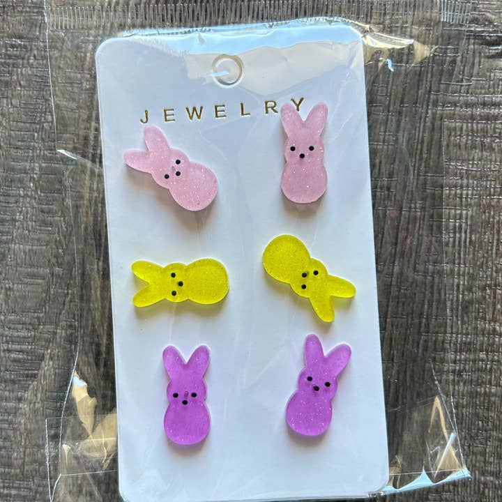 JILLIAN INK LLC - Wholesale Jewelry Set - Easter Bunny Peeps Style Earrings Set of 3 Pairs1