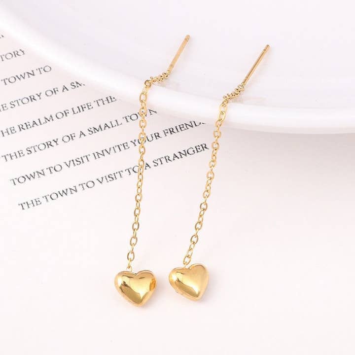 HEART TASSEL EARRINGS (PAIR) for wholesale by Ashlen