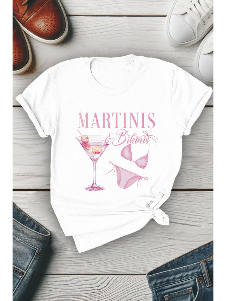 Top Avenue - Wholesale Screen Printed T-Shirt - Women's - Martinis & Bikinis, Unisex Round Neck T-Shirt