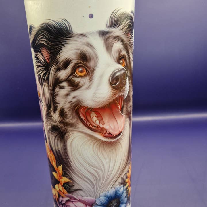 600ml Stainless Steel Tumbler sublimation Border Collie pattern full wrap colour for wholesale by SubliMasterUK