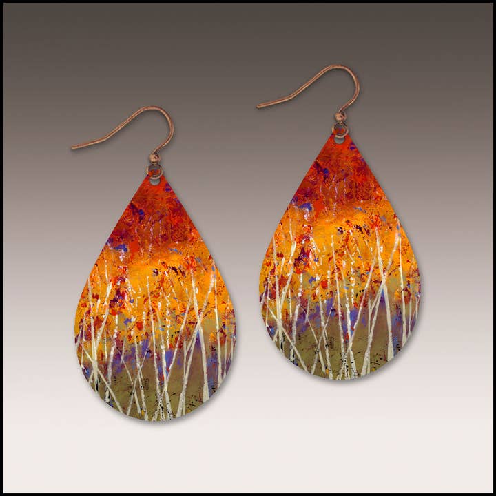 Autumn Fury Petal Drop Handmade Earrings for wholesale by Illustrated Light & DC Designs