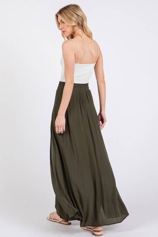 Final Touch - Wholesale Skirt - Women's - Solid Thigh Split Maxi Skirt - S80050A9