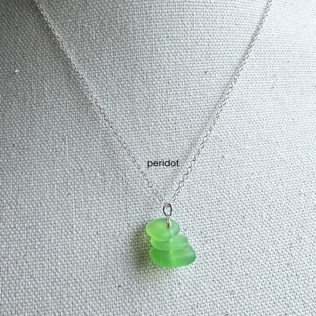 Generosity Company - Vente Colliers à pendentif - Collier en verre de mer chaîne en argent 18"7