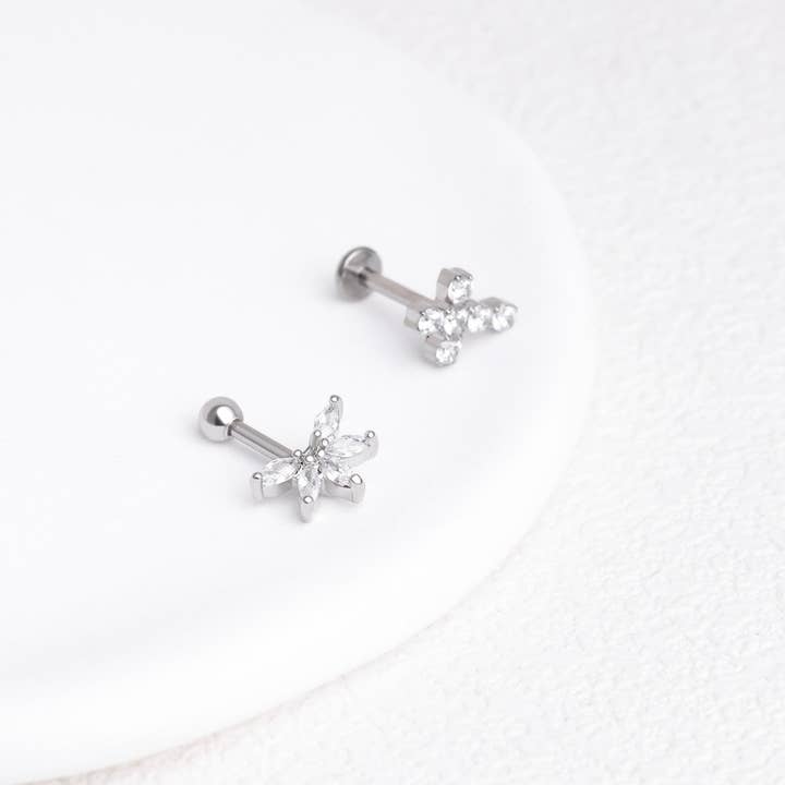 oumo jewelry - Wholesale Stud/Post Earrings - Titanium Cross Gems Stud4