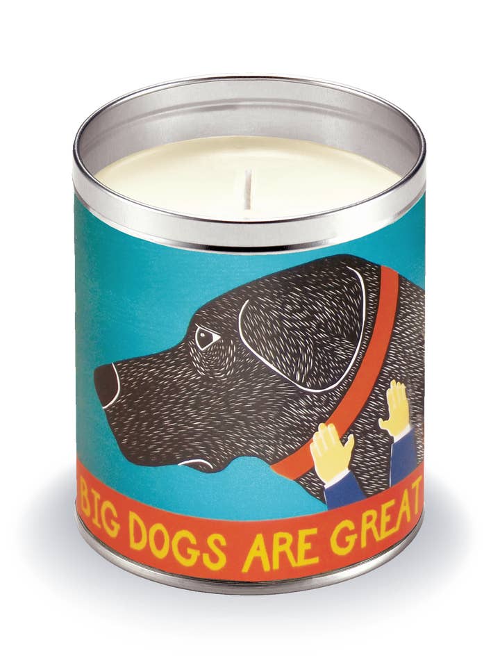 Stephen Huneck's "Big Dogs are Great" Candle for wholesale by Aunt Sadie's Candles