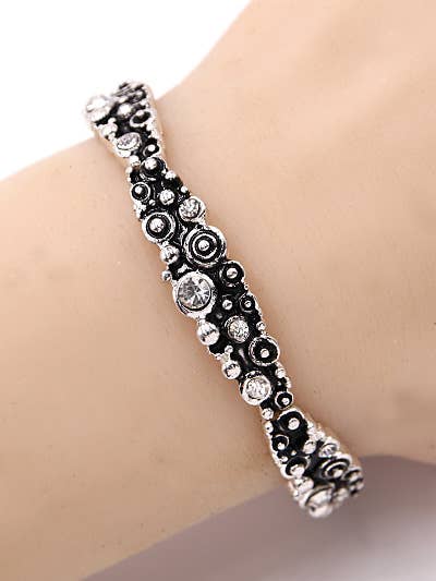 0011 PREMIERE - Vendita all'ingrosso Braccialetto con ciondolo/pendente - Bracciale elasticizzato in metallo sottile con sfere di cristallo FR61261