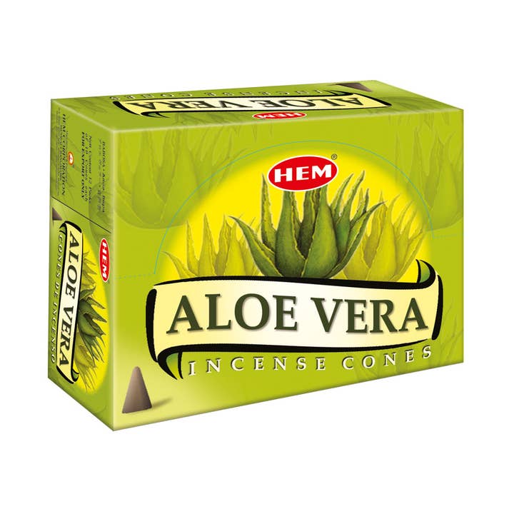 HEM Aloe Vera Incense Cones– Cone Pack (12 Packs × 10 Cones) for wholesale by Garland of Letters Bookstore