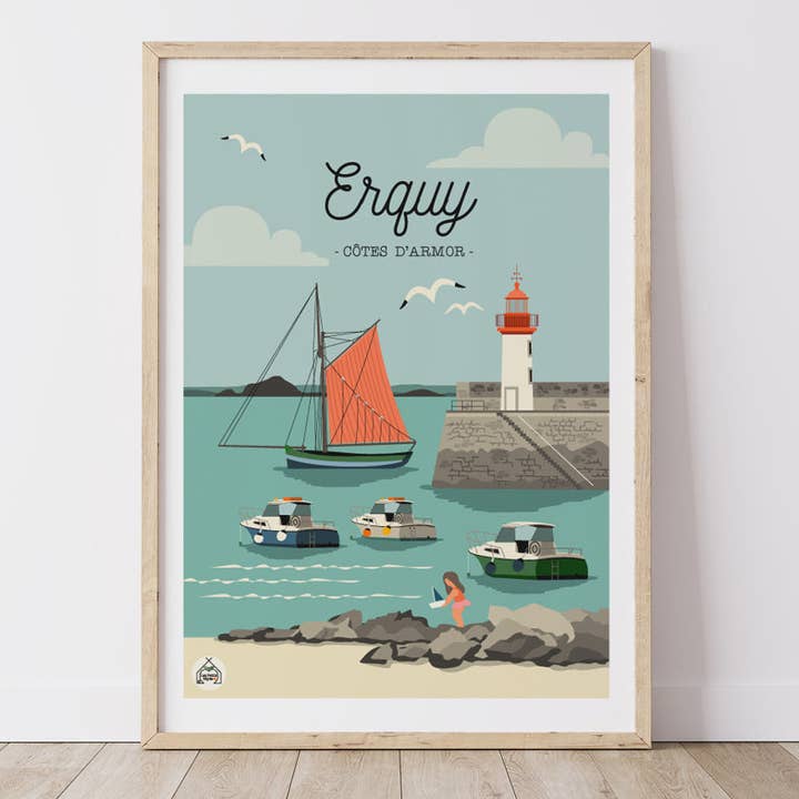 Manifesto ERQUY - Côte d'Armor per la vendita all'ingrosso da parte di Les Petits Yéyés