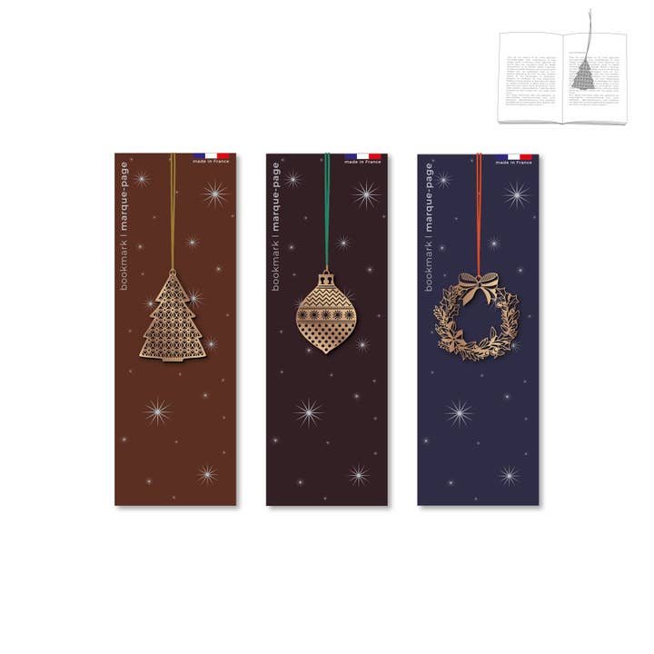 Sæt med 9 metal bogmærker - Golden Christmas for engroshandel hos tout simplement