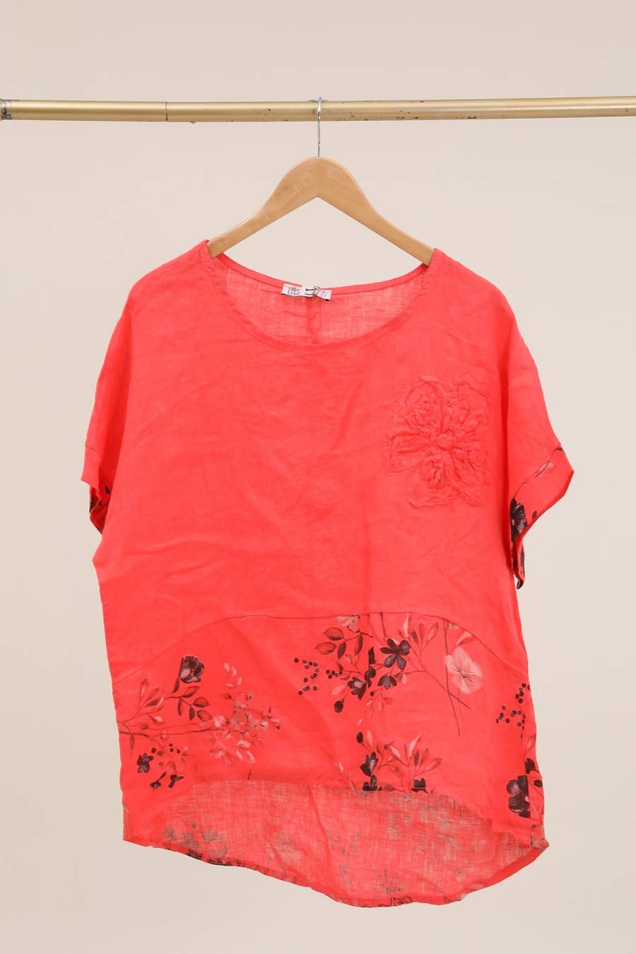 LÉA & LUC - Wholesale Tunic - Women's - Printed blouse with a flower in 100% Linen REF. 1206211