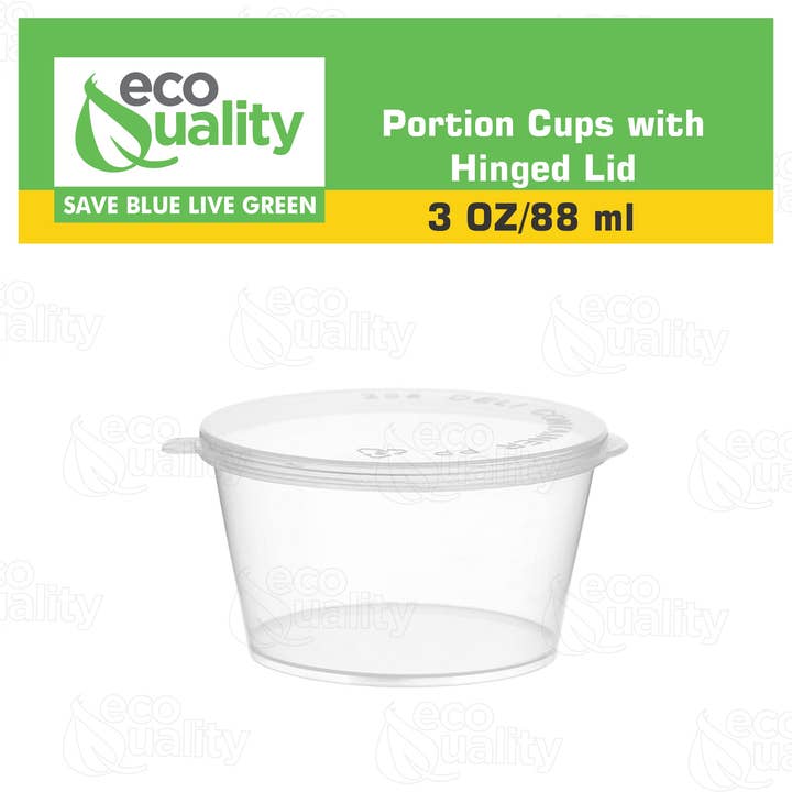 EcoQuality - Wholesale Food Storage Container - 3Oz Clear Leak Proof Plastic Condiment Souffle Containers