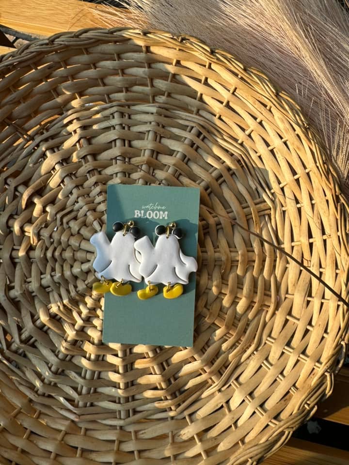 Magic Mouse Ghost Inspired Polymer Clay Earrings |halloween for wholesale by Watch Me Bloom