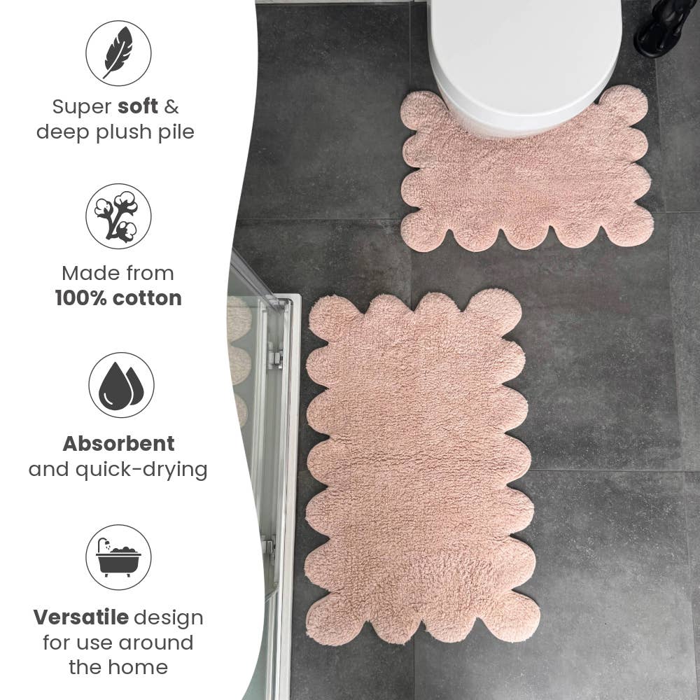 Allure Bath Fashions - Wholesale Bath Mat Set - Two Piece Scallop Bath Mat Set - 100% Cotton Scalloped Rugs4