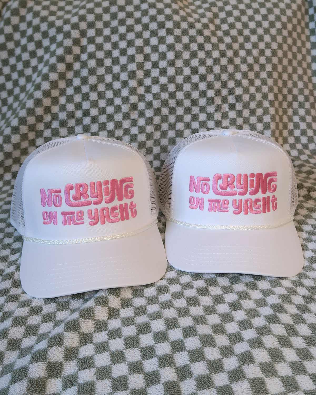 Sundrop - Wholesale Trucker Hat - Women's - No Crying on the Yacht White + Pink Rope Trucker Hat3