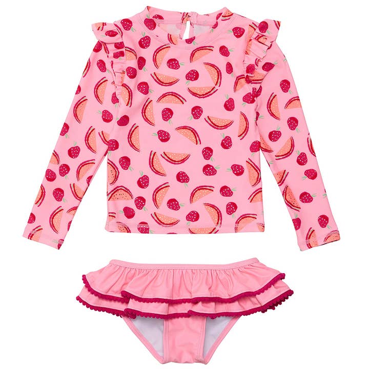 Berry Sweet LS Ruffle Set for wholesale by Snapper Rock Swimwear UPF50+
