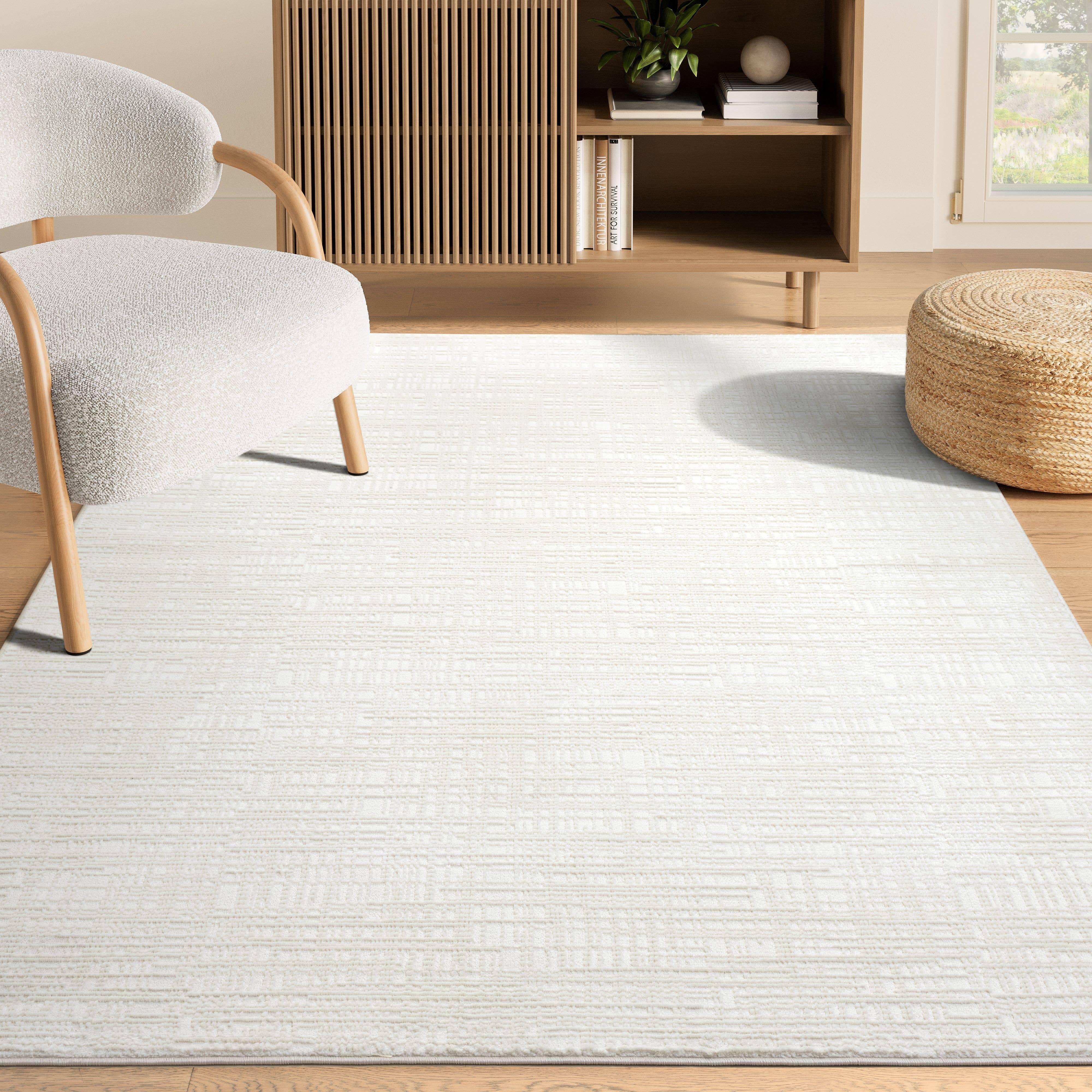 Abani Rugs - Wholesale Area Rug - Abani Neutral NTL200A Cream Textured Weave Area Rug1