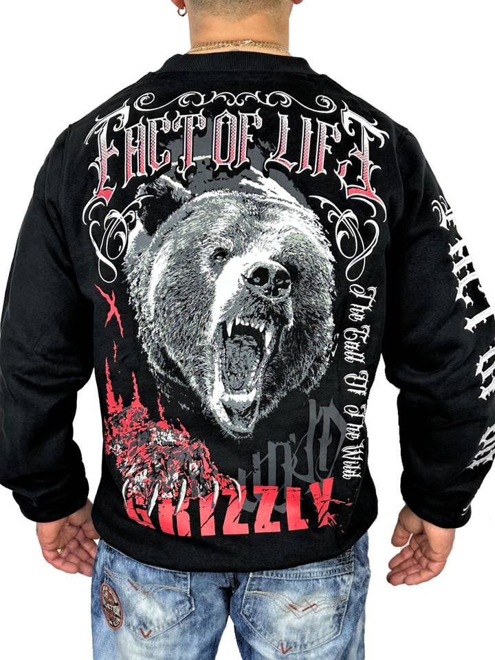 Fact of Life Sweatshirt „Grizzly“ SP-04 sort for engroshandel hos Fact of Life