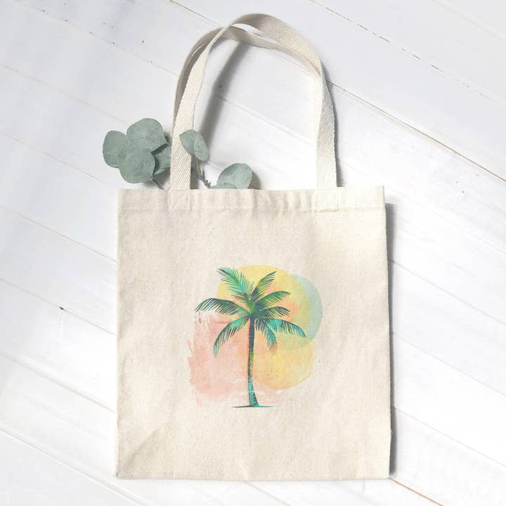 Colorful Palm Tree - Canvas Tote Bag for wholesale by Cottage Shore