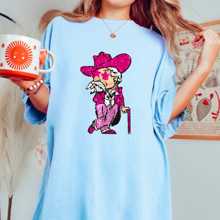 Faux Sequins Ole Miss Rebels Graphic Tee T-Shirt for wholesale by Gia Gifts Boutique