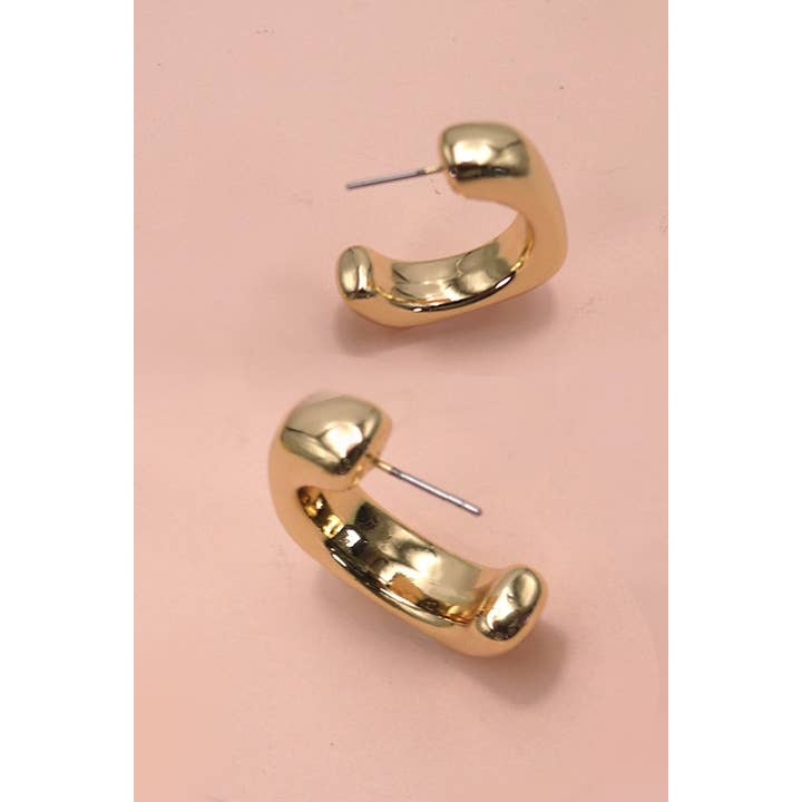 Gold BUBBLE PUFFY SQUARE SHAPE TUBE HOOP EARRRINGS | 10E40426057 for wholesale on Faire
