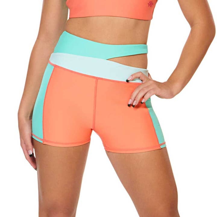 Dragonwing - Wholesale Athletic Shorts - Women's - Daydream Cutout Compression Shorts - Citrus Zest
