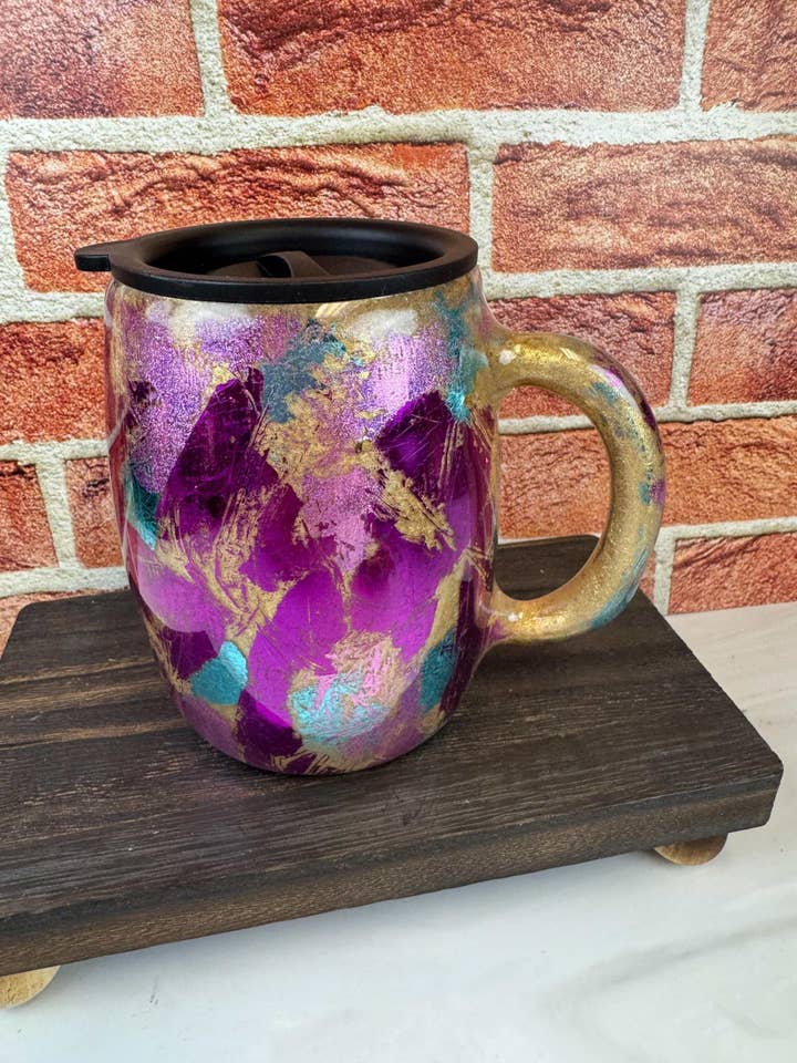 Multicolor Coffee Mug: 14oz Double-Wall Insulated Traveler Cup for wholesale by Dandi Creations