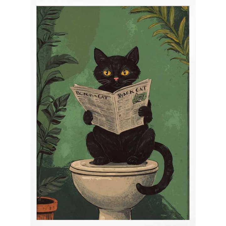 Close Up GmbH - Wholesale Art Print - Katze liest eine Zeitung auf der Toilette7