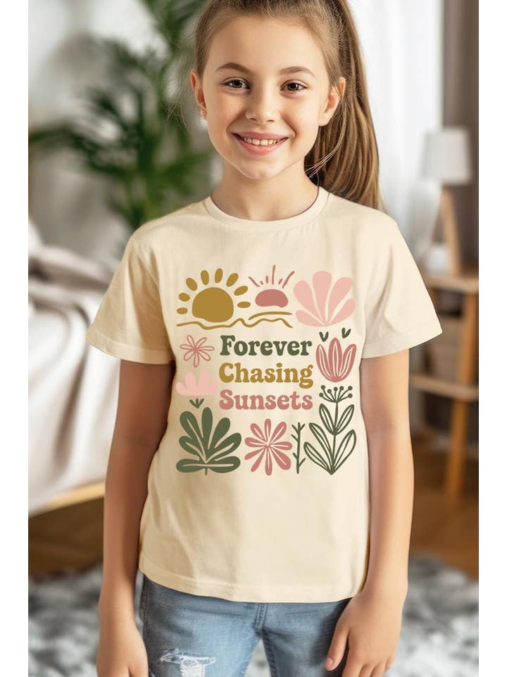 Pink Irene Wholesale - Wholesale Shirt - Women's - Forever Chasing Sunsets Kids Graphic Tee4