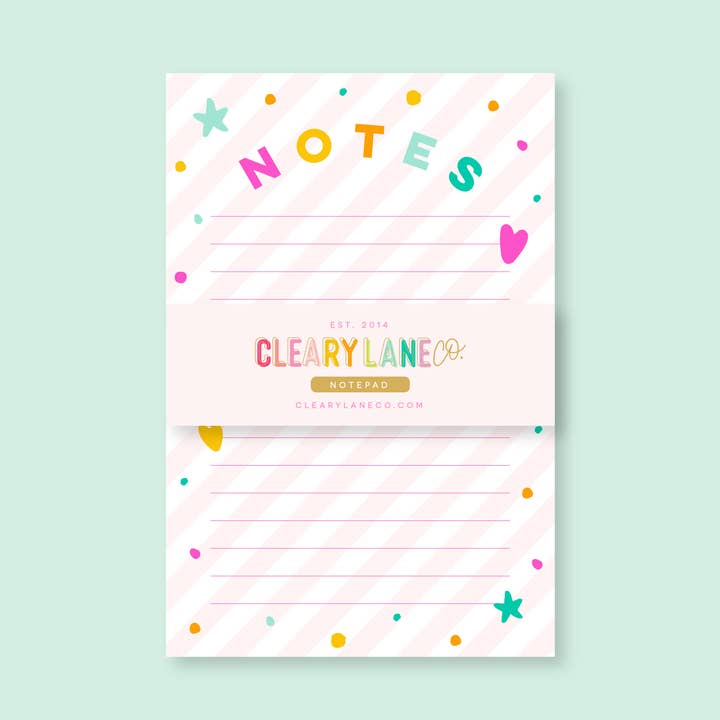 Notepad | 4"x6" | Pink Stripes for wholesale by Cleary Lane