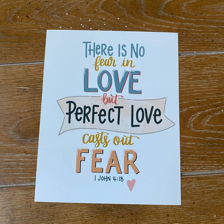 Hand Lettered Bible Verse Print, There Is No Fear In Love for wholesale by Art and Soul