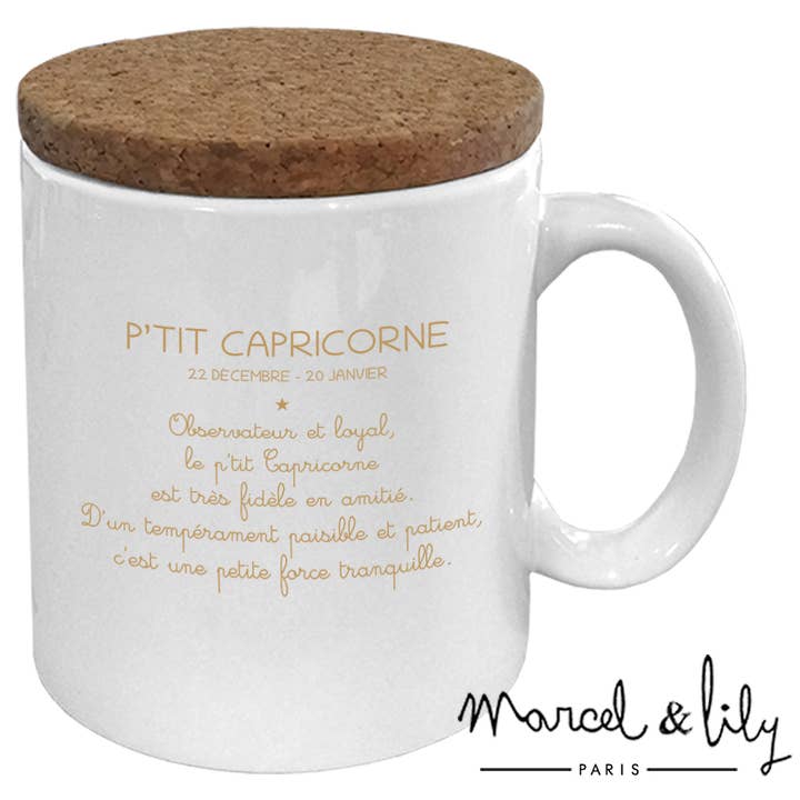 Astro kid mug "Little Capricorn" with cork lid for wholesale by Marcel & Lily