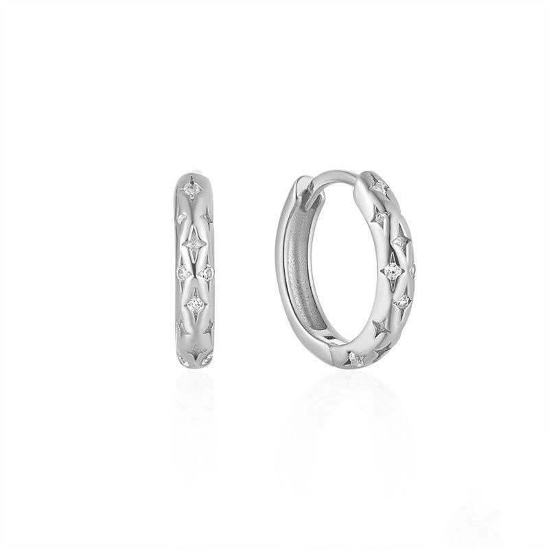 Perimade & Co. LLC - Wholesale Huggie Earrings - Dainty Gold Star Huggie Hoop Earrings in 925 Sterling Silver1