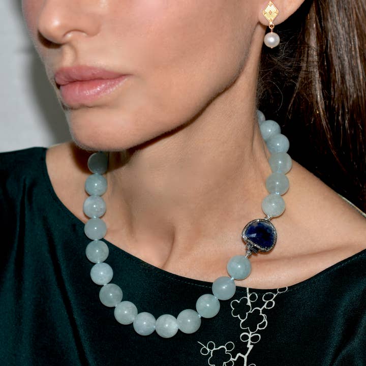 Argento sterling annodato con diamanti acquamarina e zaffiro blu O per la vendita all'ingrosso da parte di GemDiggers