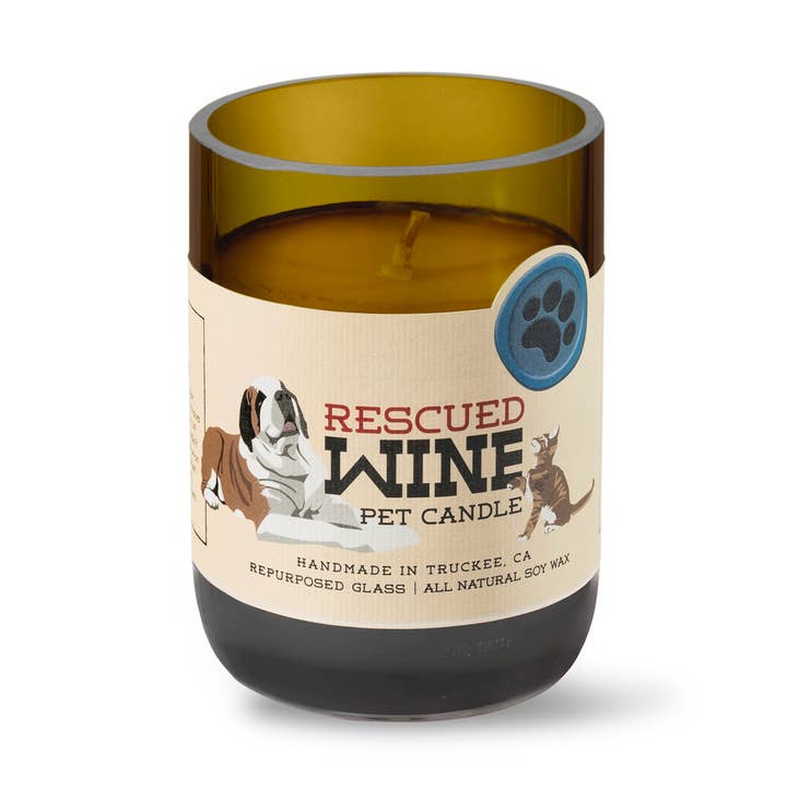 Fresh Linen Soy Candle Pet Candle Upcycled Candles Cadeaus voor huisdieren voor wholesale door Rescued Wine Candles