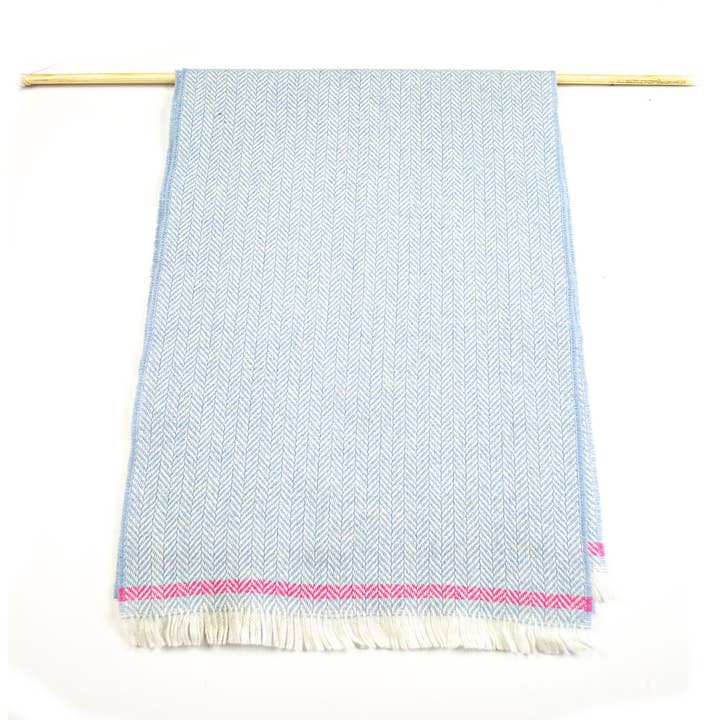 BLUE Irish Lambs Wool Scarf for wholesale by Silk Wool and Bijoux
