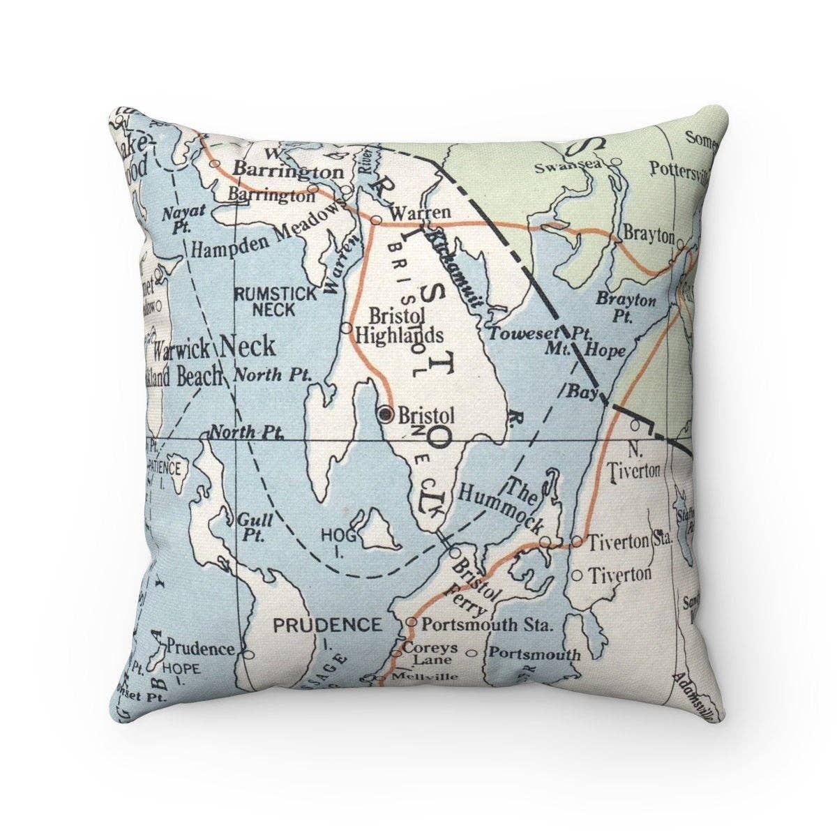 Daisy Mae Designs - Wholesale Throw/Decorative Pillow - Bristol Rhode Island Map Decorative Pillow Throw Pillow0