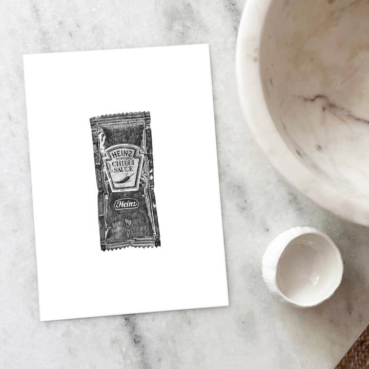 Ros Shiers - Wholesale Art print - Chilli Sauce Sachet Mini Print