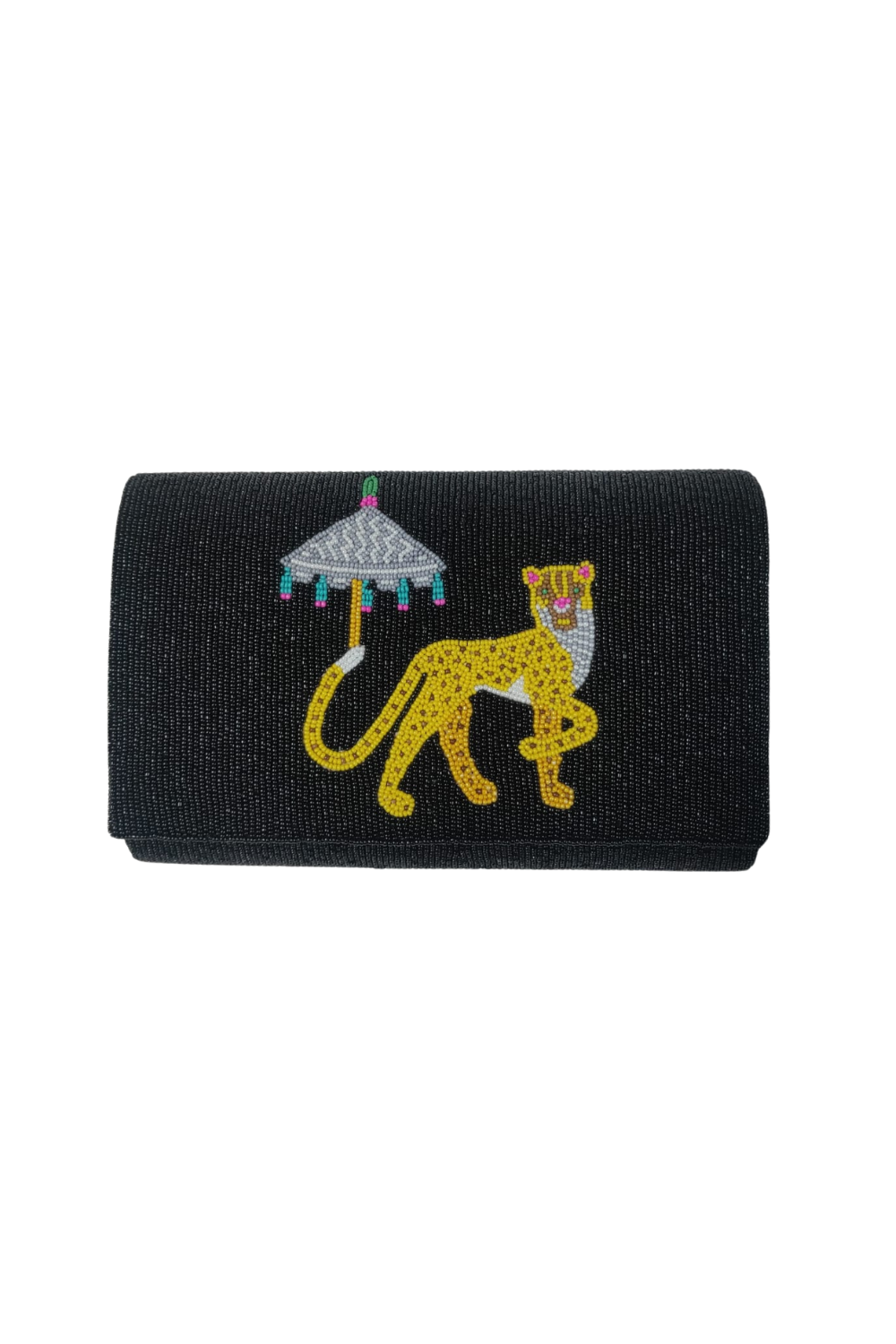 NAVY JANE - Wholesale Clutch Bag - Women's - Black Beaded Chinoiserie Cheetah Clutch – Luxury Bag0