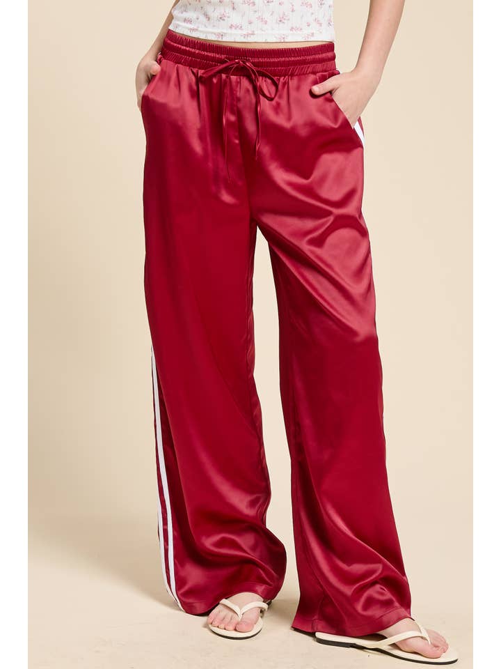 Mimosa - Wholesale Pants - Women's - Satin Track Pants with Side Stripes