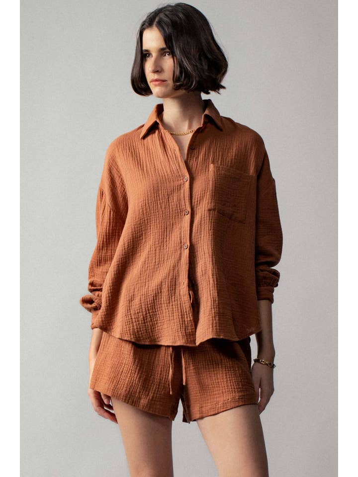 Urban Daizy - Wholesale Lounge Set - Women's - Crinkle Cotton Gauze Resort Button-Up Set27