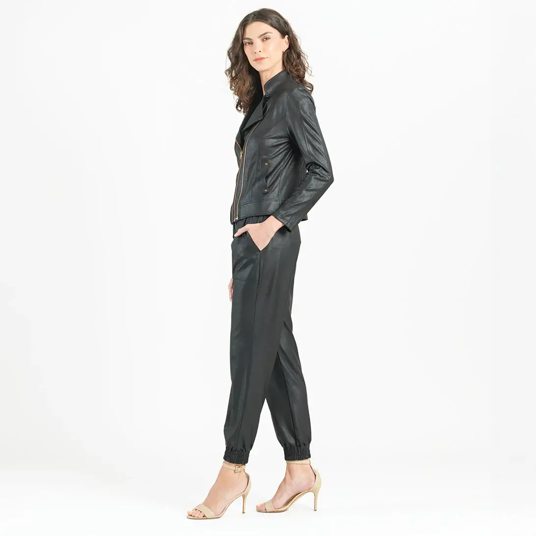 Clara Sunwoo - Vente Veste en cuir – femme - JKZ1 - Veste à double poche zippée en cuir liquide™7