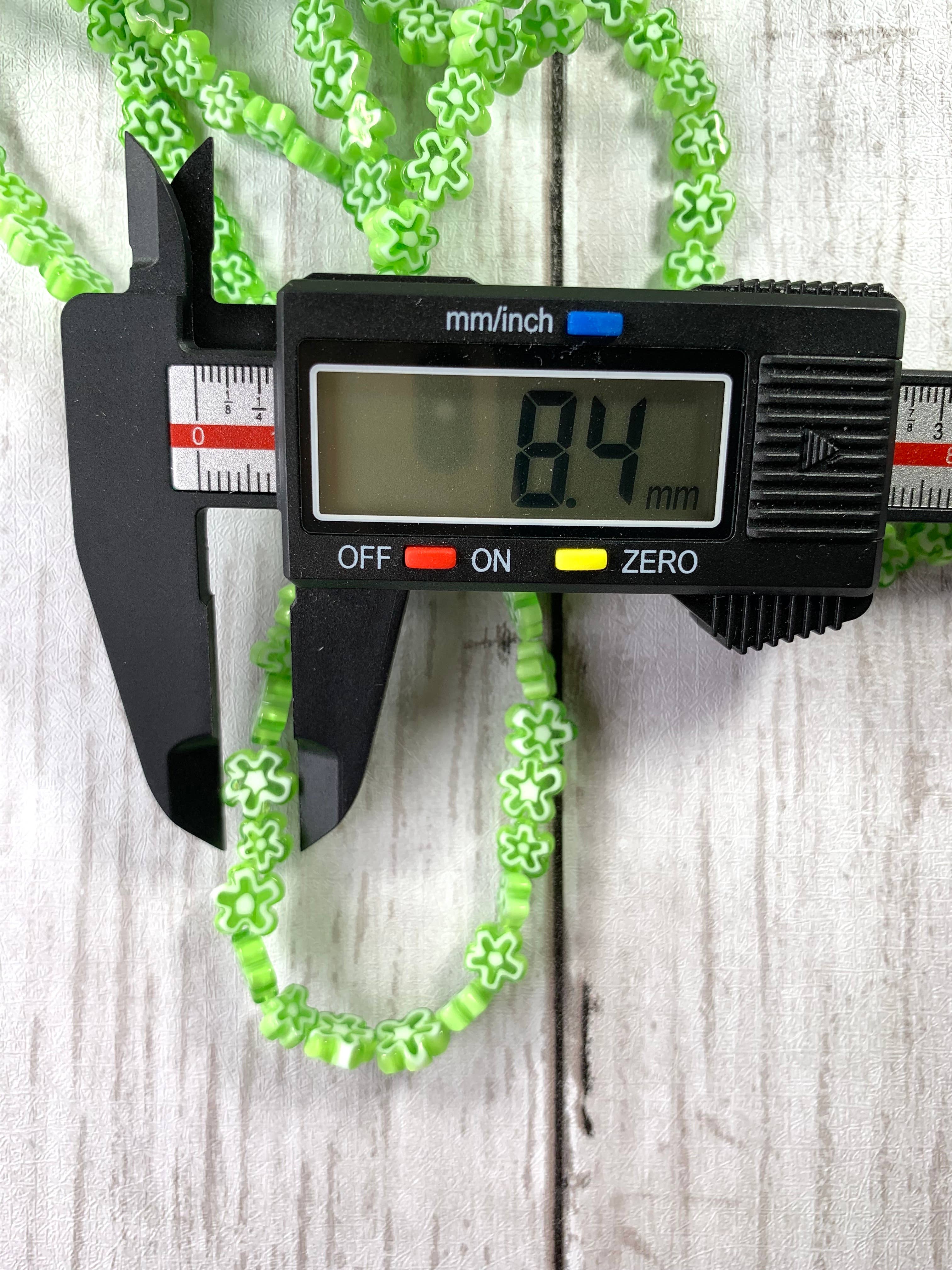 Glass Daisy Craft Co. - Wholesale Beads - Glass daisy beads, millefiori glass flowers green with white4