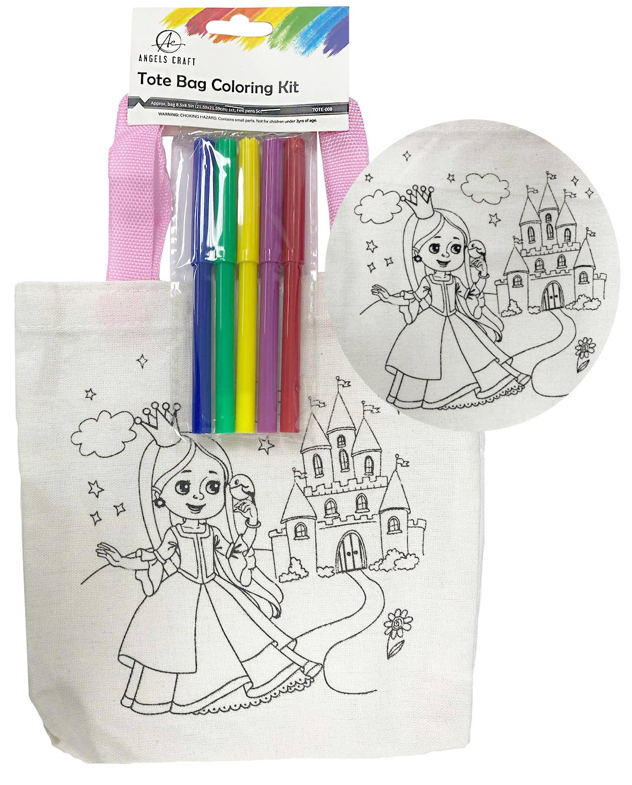 Angels Craft - Wholesale DIY Craft Kit - Kids - Color Your Own Tote! – 5 Fun Designs to Choose From1