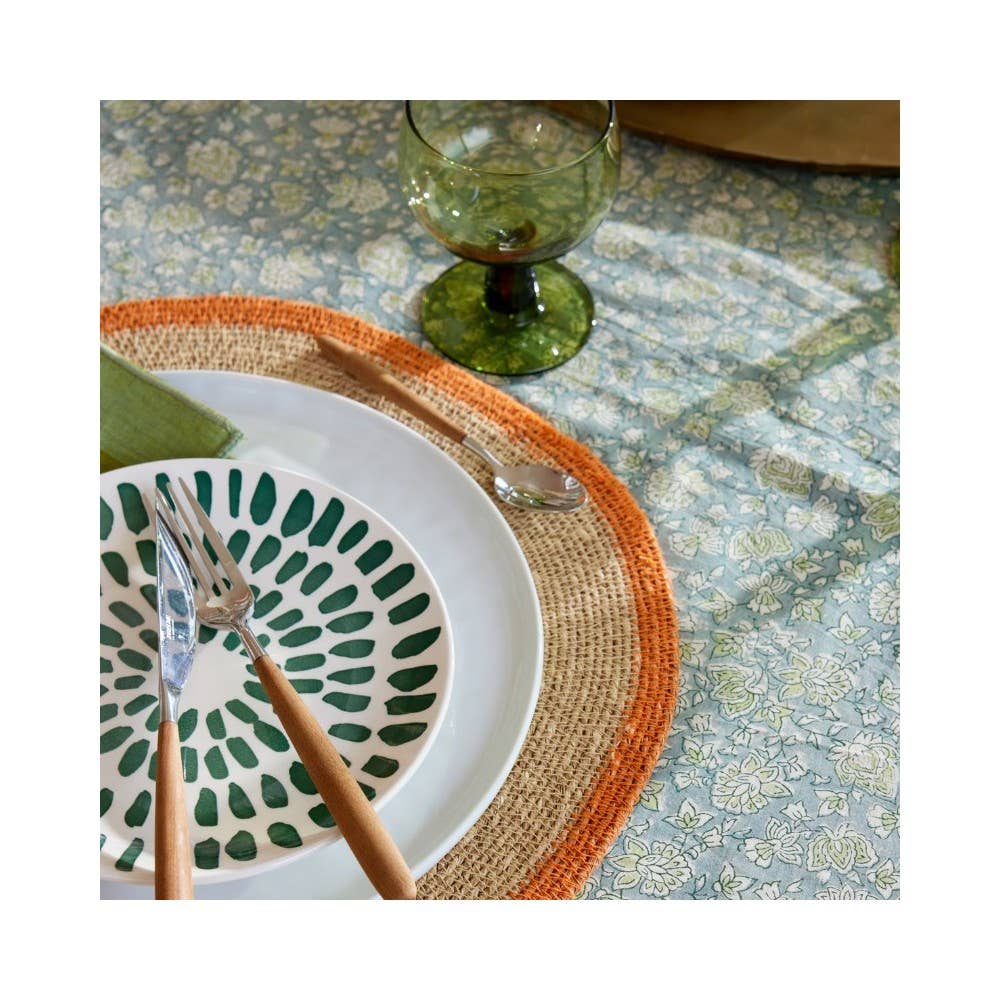 Bonheur du Jour - Vendita all'ingrosso Tovagliette - Set di tovagliette Mada in rafia arancione e blu2