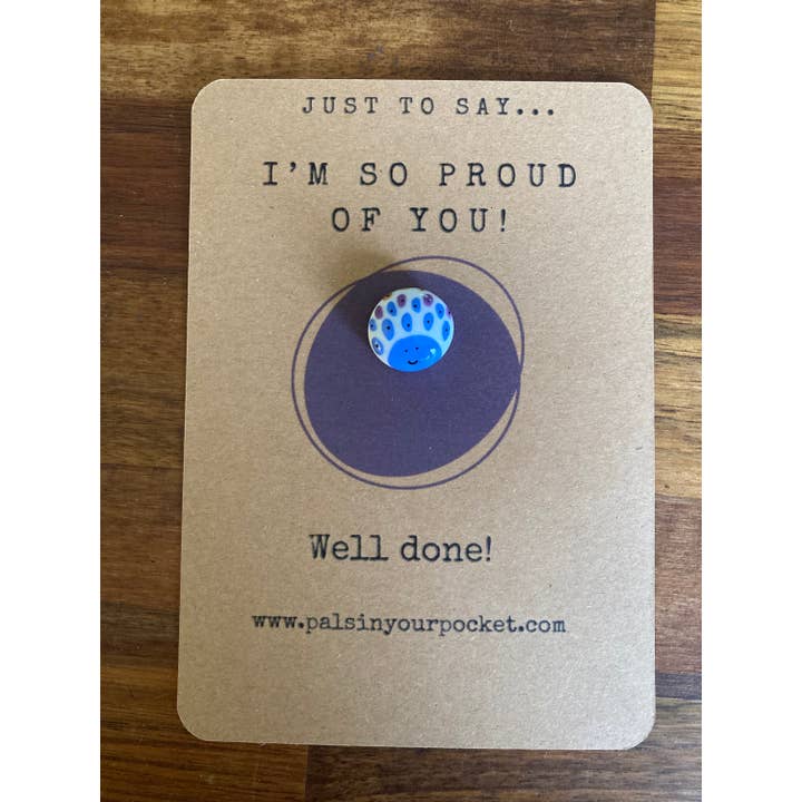 Pals in your Pocket – wholesale Keepsake coin/token – Well done card. Proud of you. Congrats. Peacock. Bird charm.