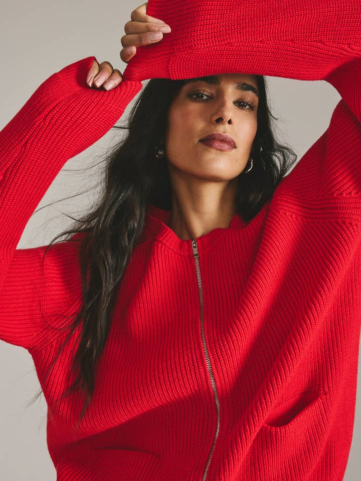 Better-Than-Wool Zip Cardigan - Lipstick for wholesale by Universal Standard