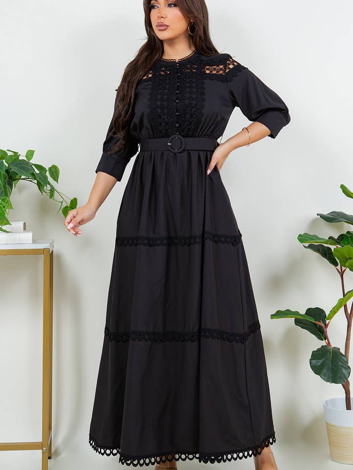 Women's Solid Crochet Maxi Dress for wholesale by Fashion Space