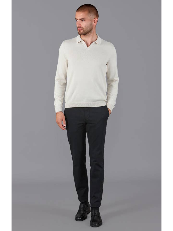 Paul James Knitwear - Wholesale Polo - Men's - Mens Lightweight Cotton Buttonless Polo Shirt